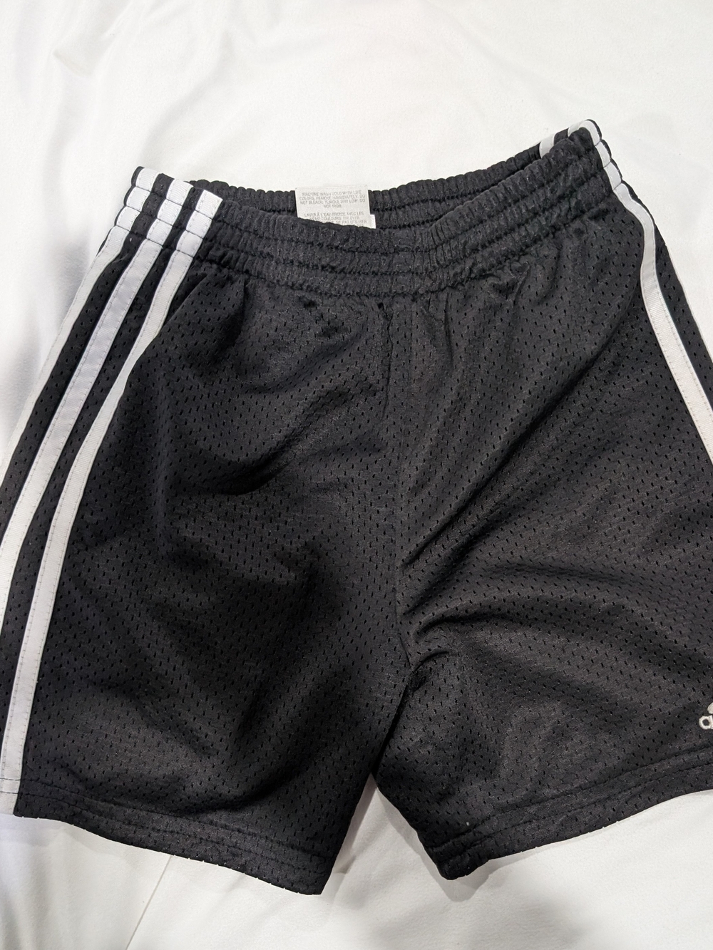 KIDS Adidas Black Athletic Shorts with White Trim